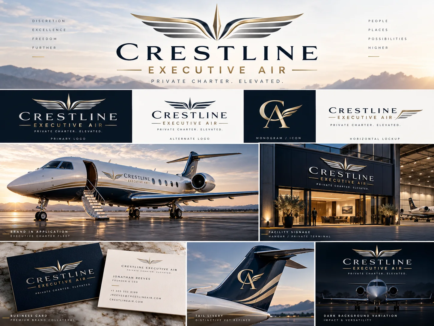 Crestline Executive Air — Executive Aviation branding showcase